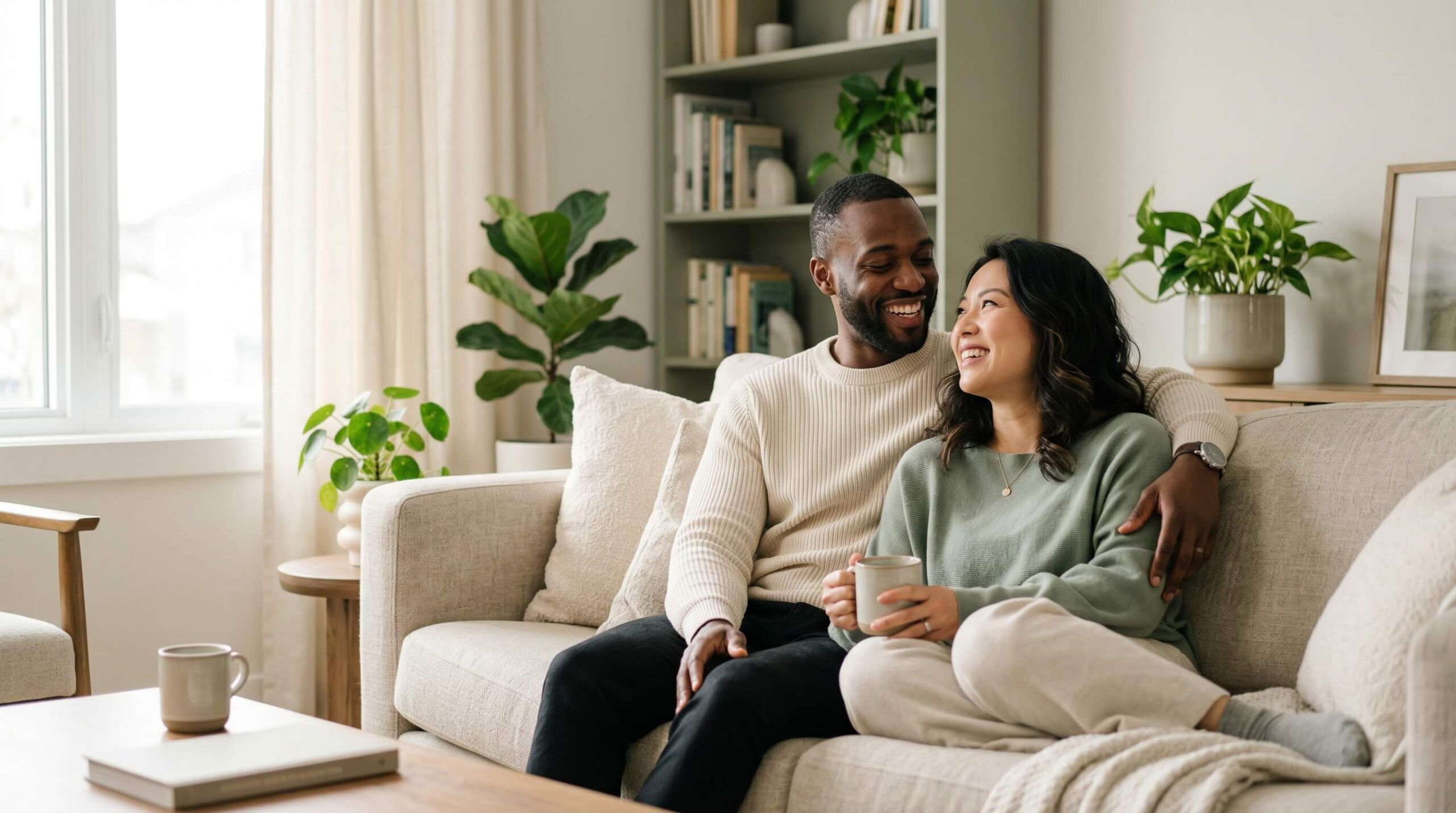 couple staying comfortably at home