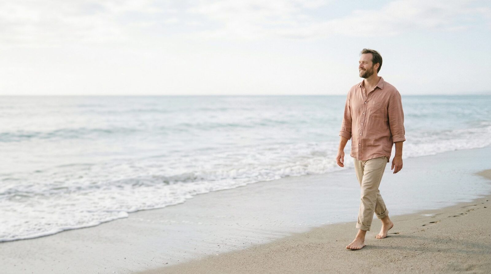 man walking on a beach