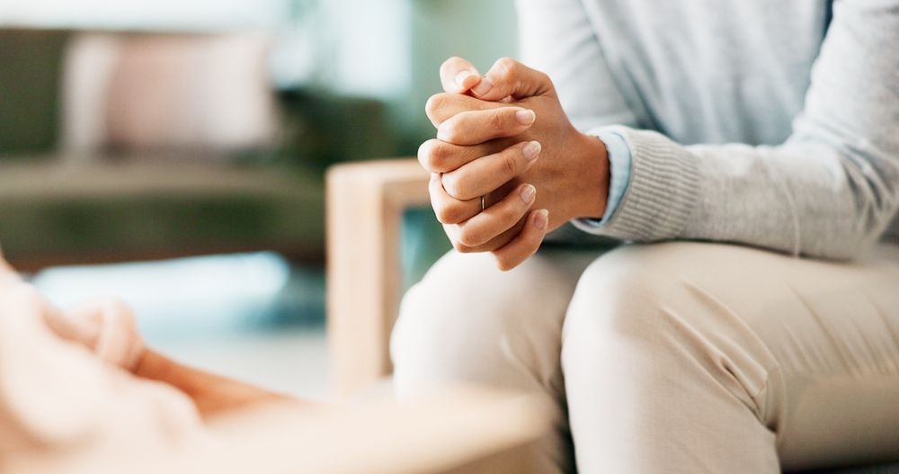 Psychology, mental health or woman hands with psychologist in consultation office for mind, assessment or evaluation