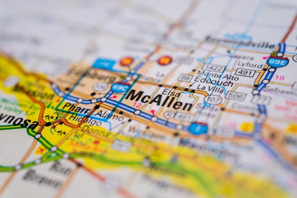 McAllen Texas on a map