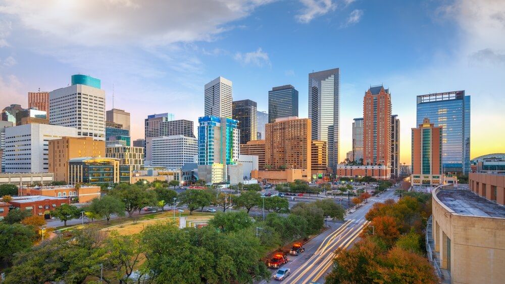 Houston Texas aerial skyline