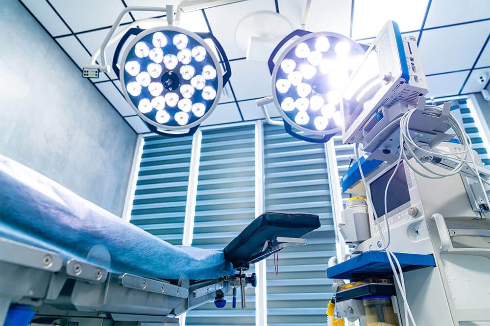 Operating room with bright lights