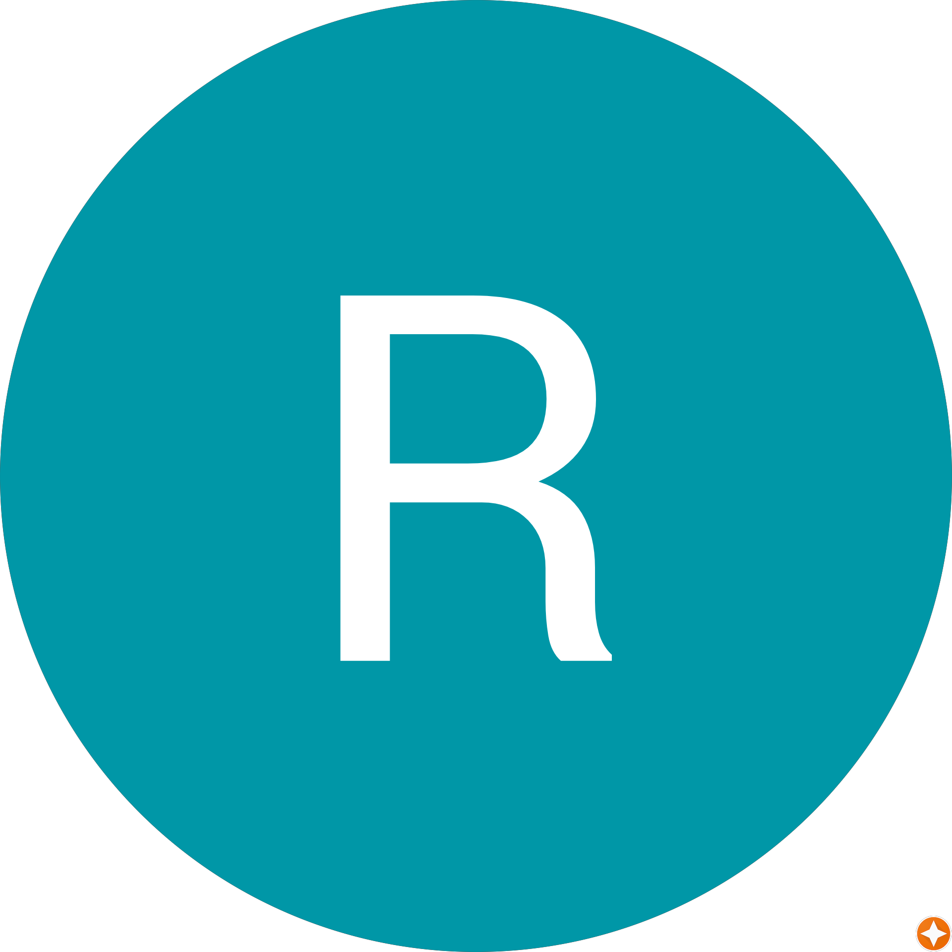 teal letter R