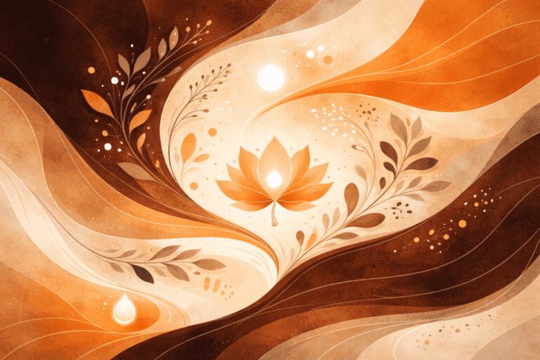 an abstract, watercolor-style illustration of a radiant lotus flower