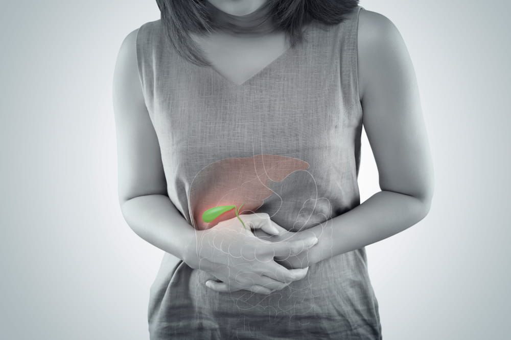 The Photo Of Gallbladder Is On The Woman's Body. Gallbladder stone symptoms