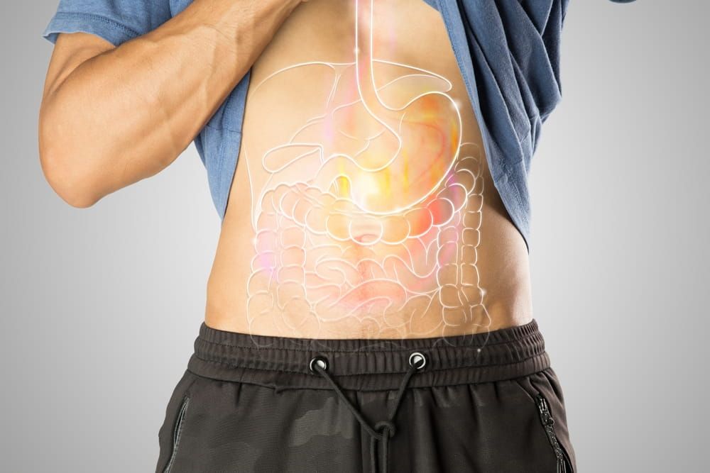 A Hiatal Hernia is illustrated with a line drawing showing the body’s internal symptom