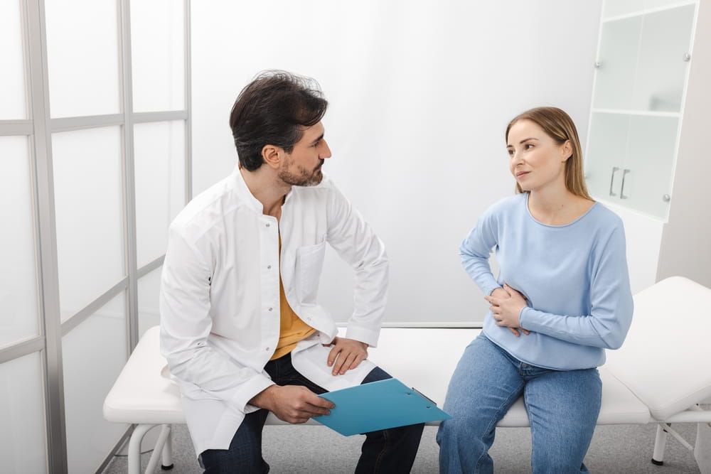 Female patient with pain in her right side came to see a doctor to check-up health of her internal organs and liver