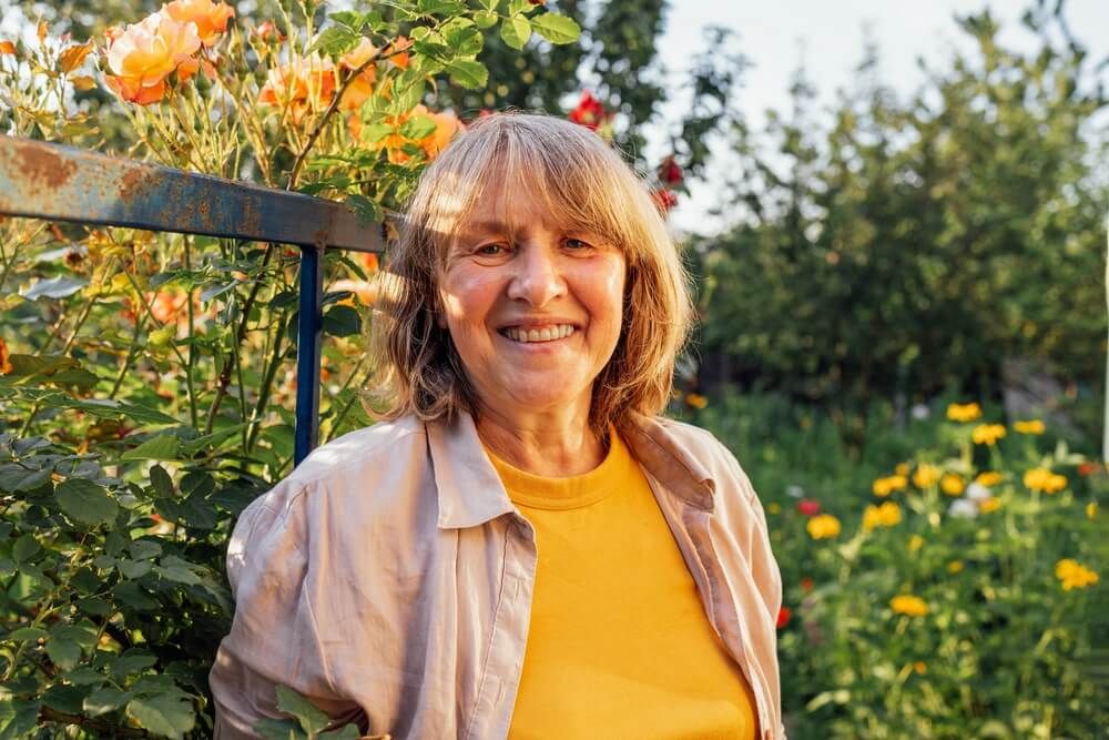 smiling mature woman in casual clothes