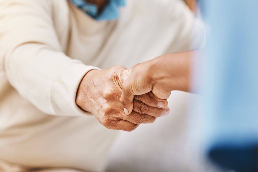 nurse and senior medical support, consultation greeting and caregiver in nursing home