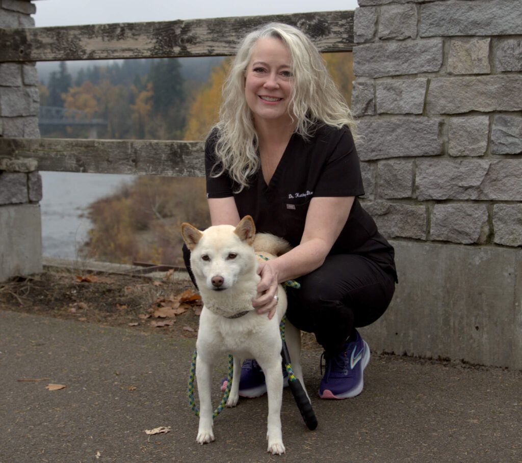 Dr. Kathryn Dixon holding a dog