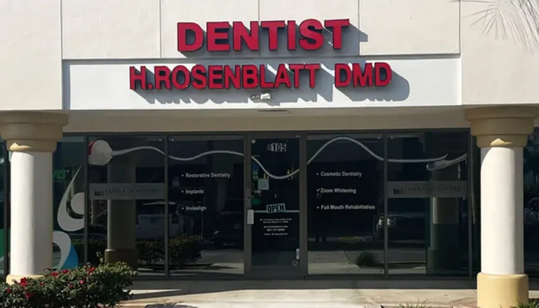 storefront for a dental practice named Hugh B Rosenblatt, DMD, FAGD, FICOI - Boynton Beach Dental Care