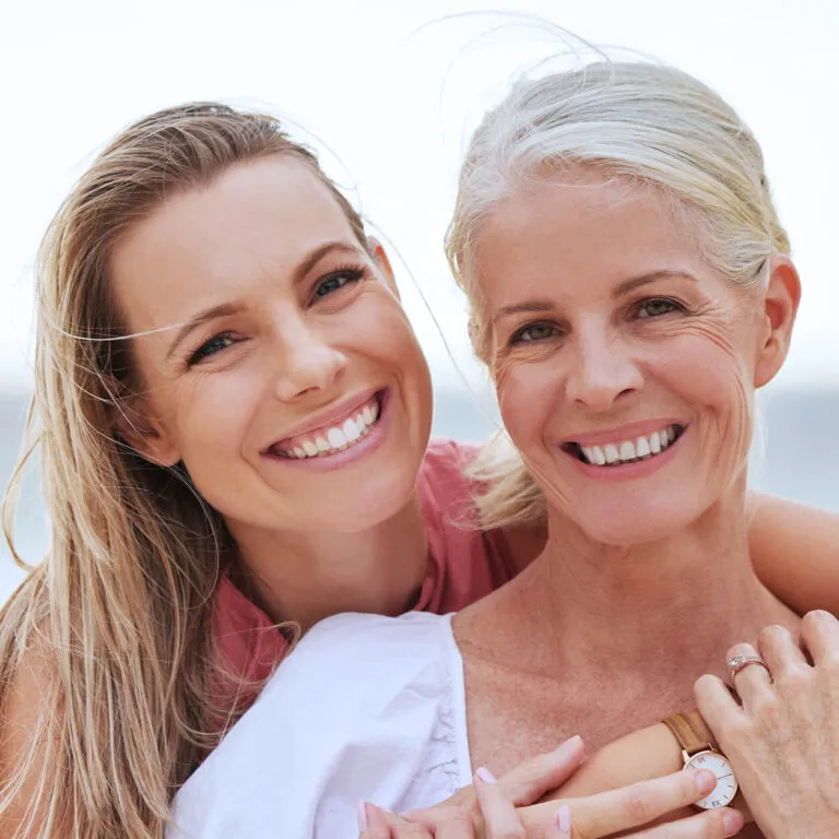 Portrait Happy Mother Daughter Near Sea