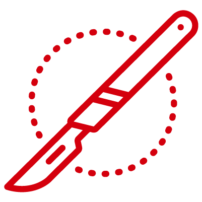 red surgical scalpel icon