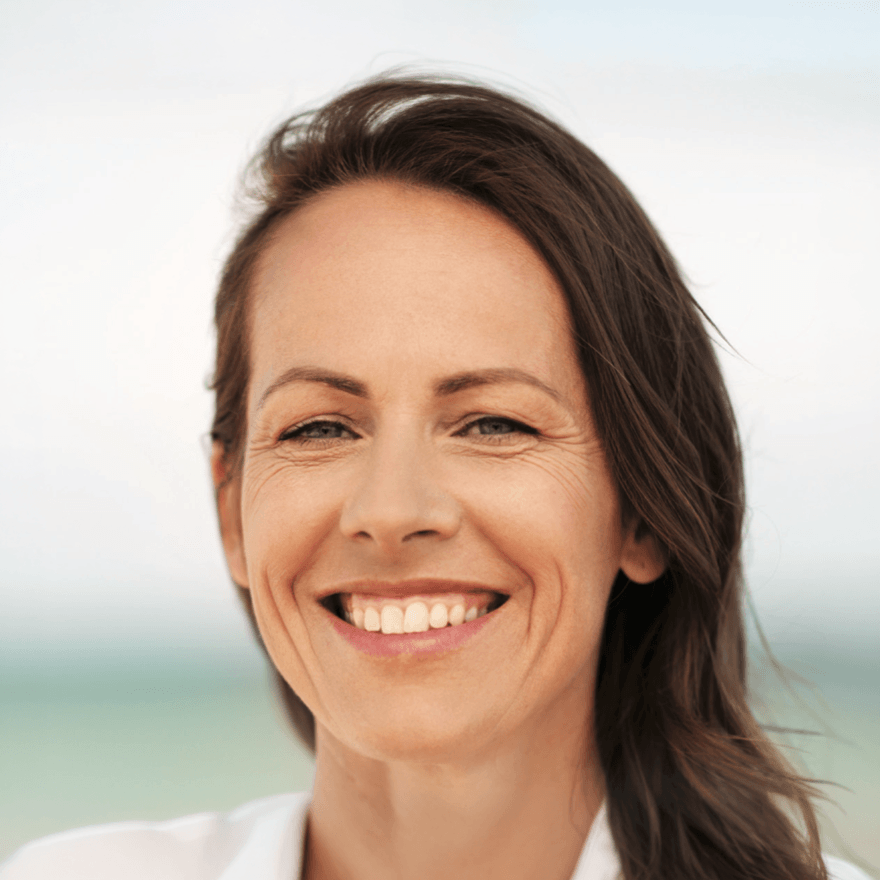 a portrait of a smiling woman