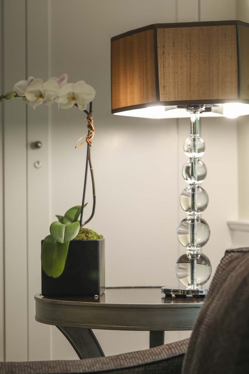 a stacked crystal ball table lamp