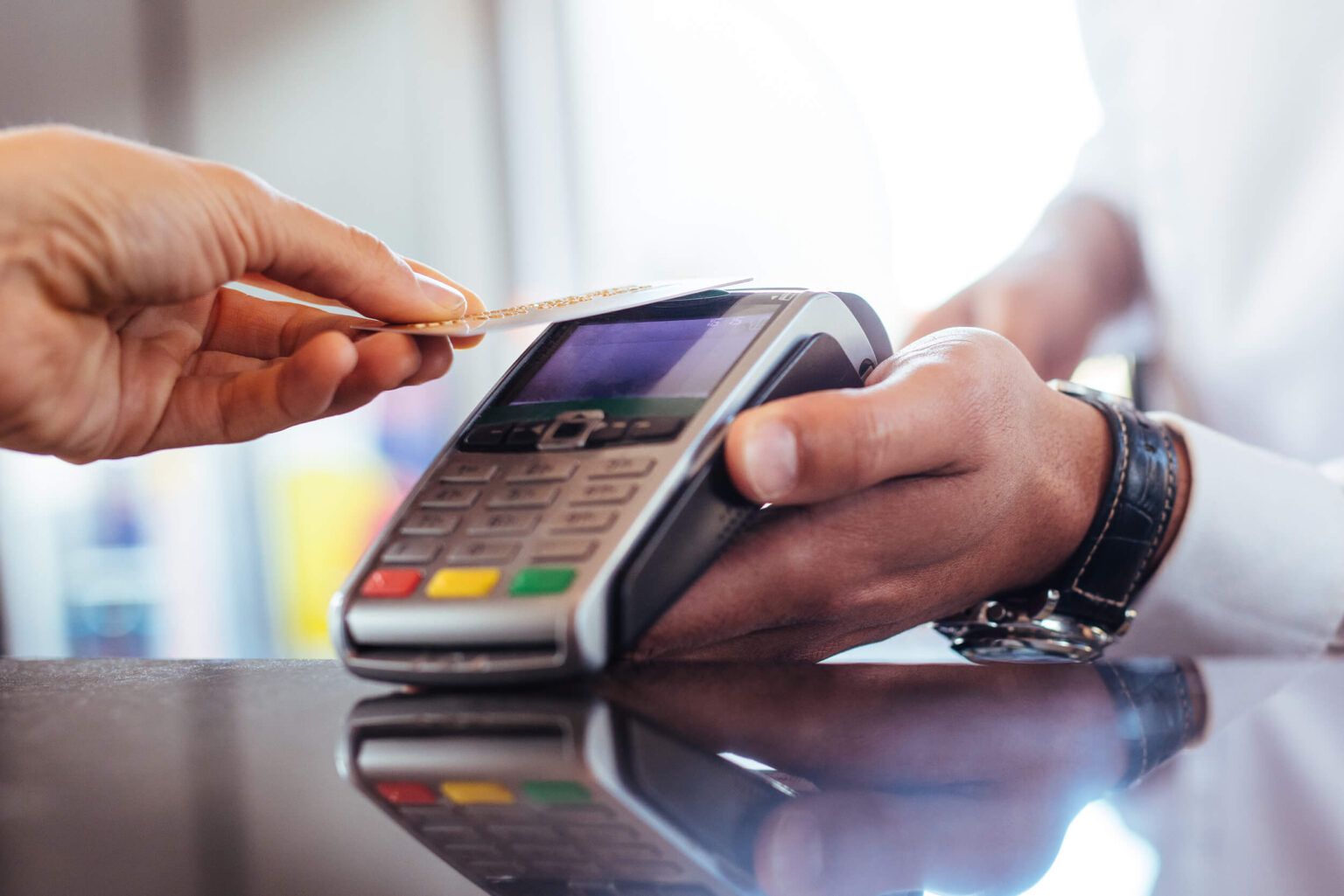 a point-of-sale terminal to make a payment