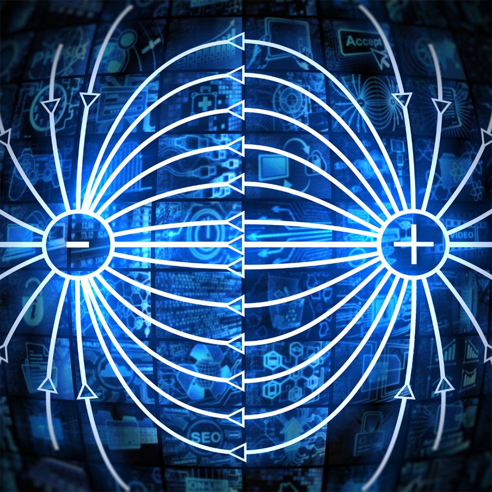 graphic illustrates the lines of force within a magnetic field