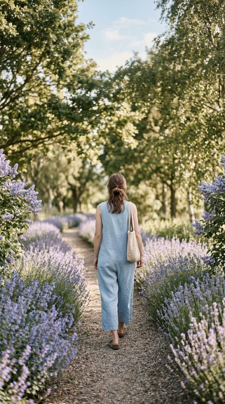 Person walking along a peaceful path